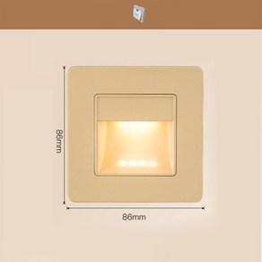 재실 감지기 모션 센서 86x86mm PIR 계단 조명 매립형 LED 스텝 램프 220V 각광 주방 로비 지능형 야간, [08] Switch Gold, [01] 1.5W, [01] Wam light, 1개