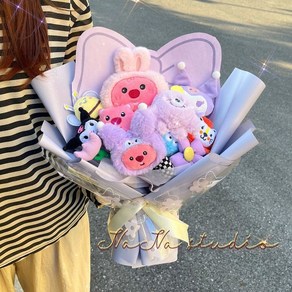 루피꽃다발 졸업식꽃 인형꽃다발 학예회 재롱잔치 생일선물 발렌타인데이 특별한, 보라 비버(38cm), 1개
