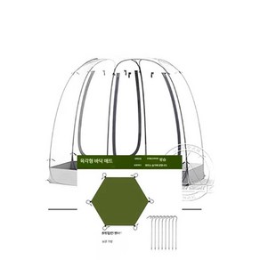 투명텐트 포장마차천막 우레탄창 투명천막 쉘터 6각 원터치 바람막이, 1 중형 텐트 매트 3m