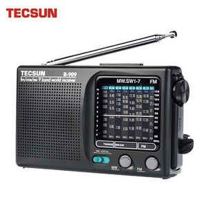 TECSUN R 909 멀티 밴드 라디오 수신기 스피커 내장 방송 AM FM SM MW, 검은색, 1.Black