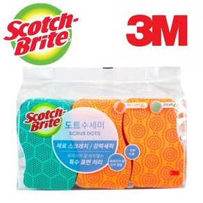 3M 스카치 브라이트 Scotch Bite 다용도 도트 수세미 12개, 1개