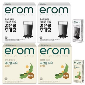 이롬 황성주 박사의 국산콩 두유 무가당+검은콩 무가당, 190ml, 64개