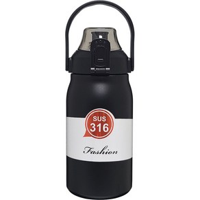 헬스텀블러 316 스텐 대용량 원터치 손잡이 보냉보온병, 블랙, 1300ml, 1개