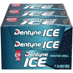 Dentyne Ice 페퍼민트 무설탕 껌 16피스 9팩 총 144개