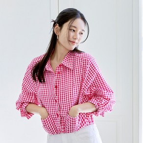 셀렙샵에디션 ★박나언PICK★25SS 아사면 깅엄체크 셔츠 677369, 체리레드체크/88