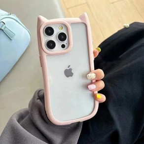 아이폰 16 iphone 케이스 귀여운 고양이 귀 실리콘 커버 범퍼, 1개