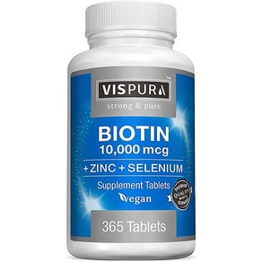 Biotin 비오틴 10000 mcg Vitamin B7 Zinc Selenium Hai Gowth Glowing Skin Stong Nails 365정, 1개