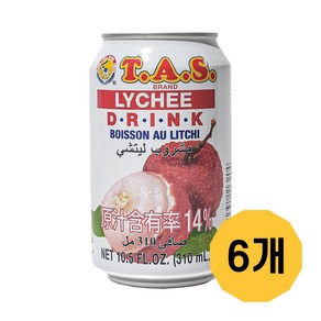 [루츠팜] 태국 타스 리치 드링크 310mlX6개 리치주스 TAS LYCHEE DRINK 리치 주스, 310ml, 6개