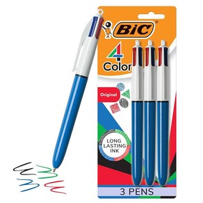 BIC 4색 볼펜 (1.0mm) 다양한 잉크 색상, BIC 4색 볼펜 (1.0mm), 다양한 잉크 색상