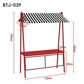 진열대 야외 플리마켓매대 행사 이동식가판대 바퀴달린, 길이150cm 레드프레임+캔버스