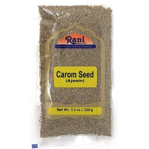 3.5 Ounce (Pack of 1) Whole Seeds (Bag) Rani Ajw 3.5온스(1팩) 전체 씨앗(가방) Rani Ajwain 씨앗(Caom Bishop, 1개, 100g