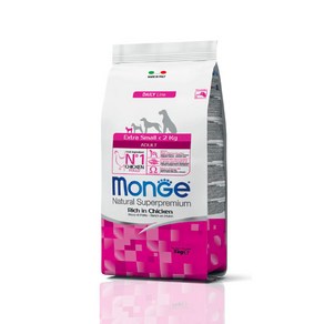 [DOG]몬지 내추럴 슈퍼프리미엄 엑스트라스몰 어덜트 치킨 800g / 12개월 이상 2kg 미만의 반려견 사료, 1개