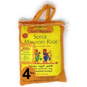 Asian Kitchen White Sona Masooi Aged Rice 4-Pound Asian Kitchen White Sona Masooi 숙성 쌀 4파운드 봉지 4l, 1개, 1.81kg