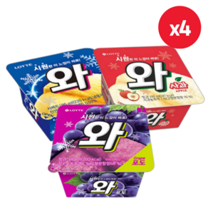 롯데빙과 와 190ml 바닐라4개+포도4개+사과4개, 12개