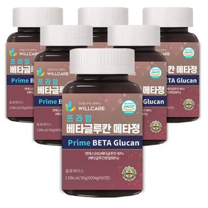 윌케어 프라임 베타글루칸 메타정 발효 600mg x 60정, 6개