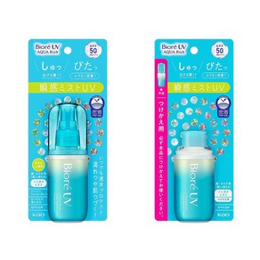 비오레 UV 아쿠아 리치 아쿠아 프로텍트 미스트 1+1, 본품1개+리필1개(총2개), 2개, 60ml