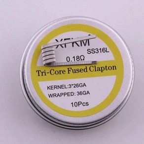 Alien Clapton MTL 코일 와이어 융합 코일 2 트라이 4 코어 가열 A1 SS316 NI80 XFKM 10 개로트, 3-26-316-10, 10개