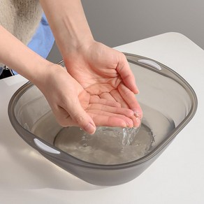 잡기편한 핸들형 심플 반투명 욕실 다용도실 세숫대야 1p, 리빙 사각 반투명 볼 소_그레이, 1개