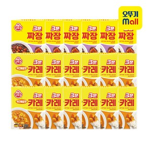 오뚜기 3분 약간매운맛 카레 200g x12개 + 짜장 200g x6개, 1세트