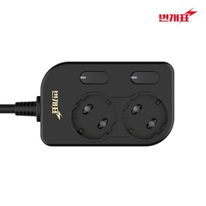 번개표 이동형 멀티탭 콘센트 개별형 2구 WI-MC21623, 1.5m, BLACK, 1개