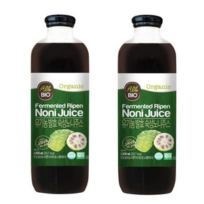 올바이오 유기농 발효 숙성 NFC 착즙 원액100% 노니주스 1000ml 2병, 2개, 1L