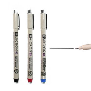 [조한스토어] 사쿠라 피그마 마이크론 다양한 선굵기의 펜 브러쉬 드로잉, MICRON 03_0.35mm_파랑, 1개