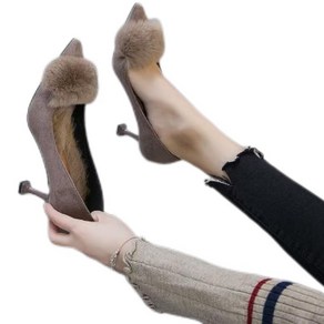 JoYouth 뾰족한 토벨벳 고양이 발 뒤꿈치 고운 하이힐과 털신발과 함께 낮은 하이힐