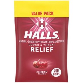 Halls 호올스 무설탕 기침캔디 사탕 체리맛 200알