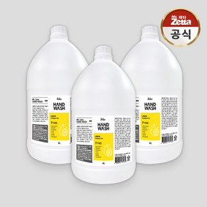 미스터제타 포밍 핸드워시 리필 대용량 거품 물비누 버블 핸드솝 손세정제, 레몬, 3개, 4L