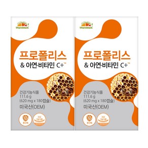 [비타민뱅크] 프로폴리스 아연 비타민C 플러스 180캡슐 x2개, 180정, 2세트