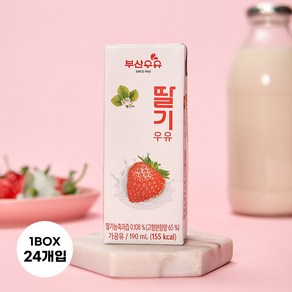 부산우유 멸균 딸기우유, 190ml, 24개