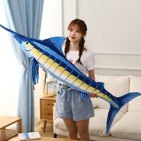 바다 동물 봉제 장난감 살아있는 물고기 유기체 블루 말린 박제 베개 홈 데코 60 cm 100 140cm, 청새치, 100cm, 1개