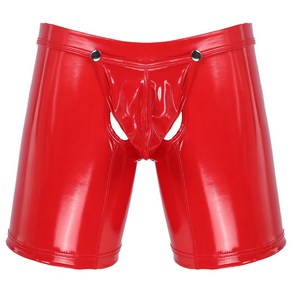 men wet look hallow out sexy boxer briefs sissy party clubwear 로우 웨이스트 벌지 파우치 반바지 광택 오픈 엉덩이 레깅스 팬티