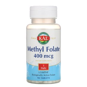 Methyl Folate 400mcg 90 Tablets, 1개, 90정