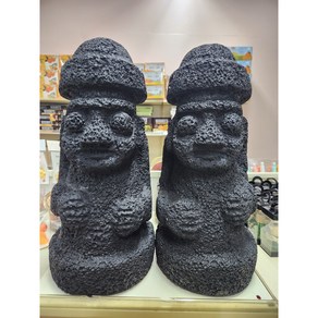 Jeju(제주) 돌하르방(인조석) 문 무 장식인형(17cm x 38cm)