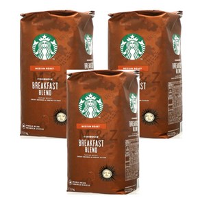 Stabucks 스타벅스 브랙퍼스트 블렌드 홀빈 커피 1.13kg (3입) 원두커피, 3개, 홀빈(분쇄안함)