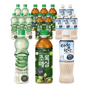 (쥬시마트)웅진식품 제로주스 3종세트[알로에 6개+아침햇살 6개+초록매실 6개], 18개, 500ml