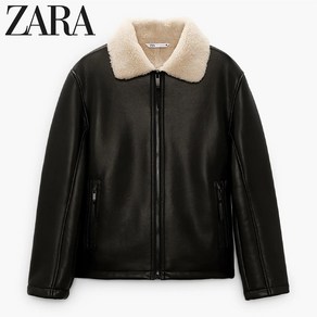 ZARA 자라 페이크 레더 더블 페이스드 유광 무스탕 점퍼 블랙 J5045