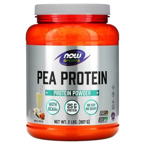 NOW Foods Spots 완두콩 단백질 바닐라 토피 907g(2lbs), 1개, 907g