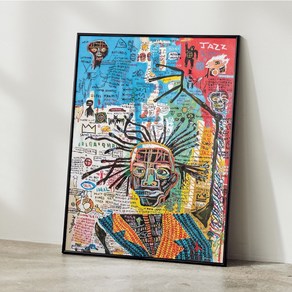 장미쉘 바스키아 그림 포스터 거실그림액자 명화그림 액자 작품 인테리어 JEAN MICHEL BASQUIAT 14, A4 사이즈(210x297mm), A4 포스터 + 블랙 액자 결합