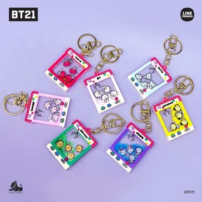 BT21 Minini 미니니 글리터키링 가방 열쇠고리 키홀더 코야 알제이 슈키 망 치미 타타 쿠키, 알제이 RJ, 1개