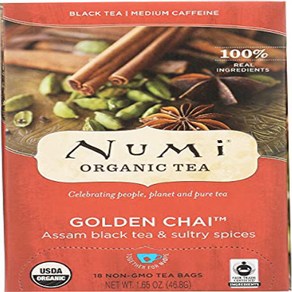 Numi Teas Tea Black Gldn Chai Spcd Assam 누미 티 티 블랙 글덴 차이 Spcd 아삼, 1개