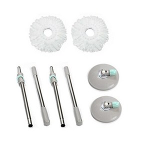 오션웰라이프 핸드스핀 청소기 밀대봉 + 회전판 + 리필 걸레 화이트 16cm 세트, 2세트