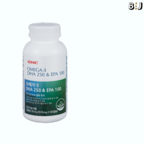 [정품] GNC 오메가3 DHA 250 EPA 100 500mg x 60캡슐 [유통기한 25.06], 60정, 1개