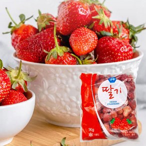 신정 냉동 딸기 1kg 무가당 주스 스무디 과일 대용량, 푸드웰 국내산 냉동 딸기 1kg(가당), 1개