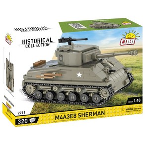 COBI 코비 2711 미국 M4A3E8 SHERMAN 탱크 블럭 소품, 1개