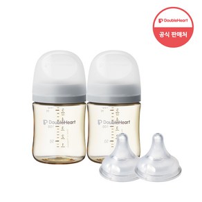 더블하트 모유실감 3세대 PPSU 모먼트 트윈팩 160ml+젖꼭지(2입)