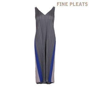 [FINE PLEATS] 피네 플리츠 세로 배색 원피스 챠콜