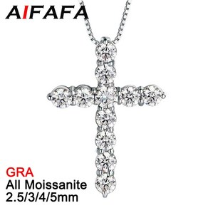 모이사나이트 십자가 목걸이 다이아목걸이 다이아몬드 리얼 5.5 캐럿 5mm 모든 moissanite 크로스 펜던트 925 스털링 실버 상자 체인 쥬얼리 패스 테스트