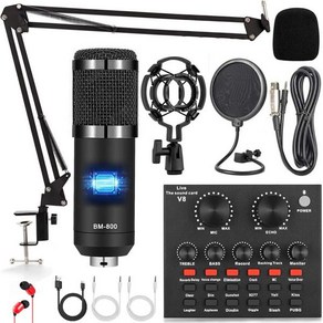 믹서 콘덴서 마이크 스튜디오 노래 BM800 V8 사운드 카드 키트 노래방 팟캐스트 녹음 라이브, [02] Black
